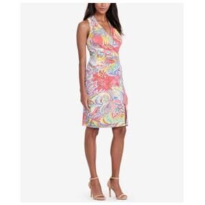 Lauren Ralph Lauren Paisley Jersey Women's Dress Size 6 Sleeveless Knee Length